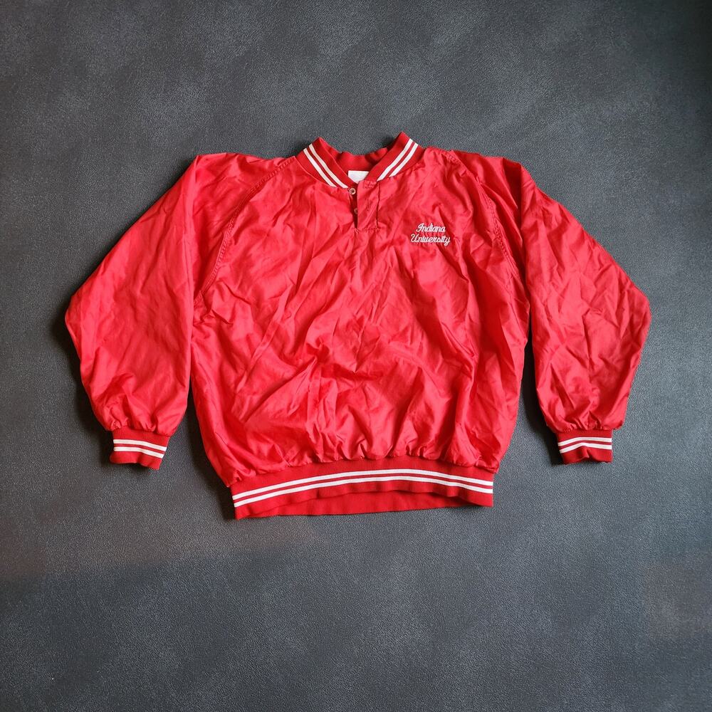 Vintage 80's Indiana Hoosiers Bike Red Nylon Pullover Windbreaker XL